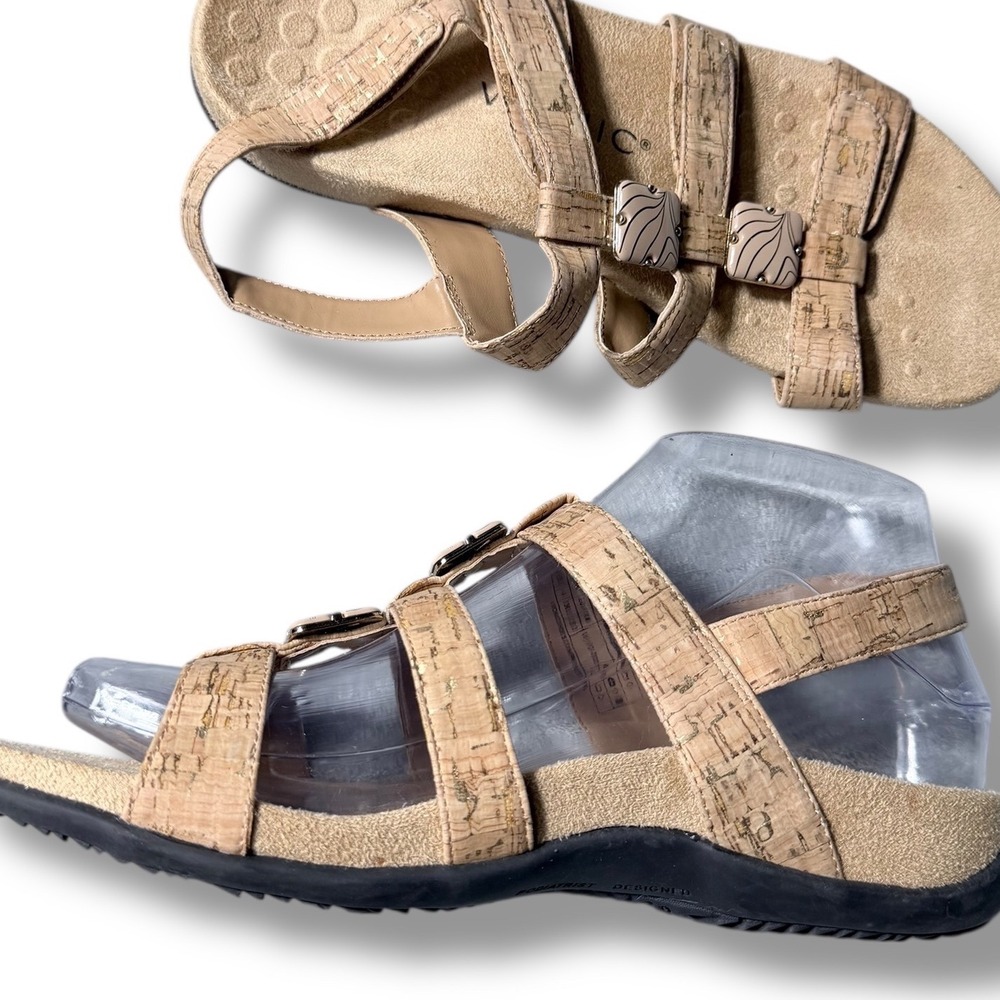 Vionic Amber Cork Strappy Sandals Women Size 6.5 Beige Adjustable Comfort - Picture 5 of 12